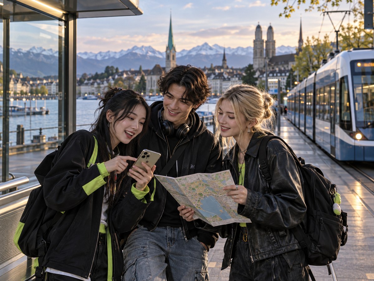 Gen Z K-pop fans planning a Zurich concert journey.