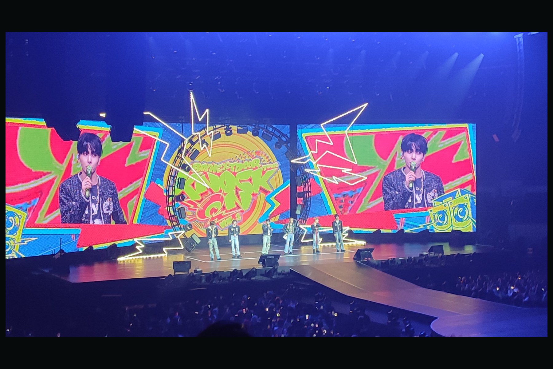 BOYNEXTDOOR performing on the Knock On Vol.1 tour stage in Manila on 22 March 2025.