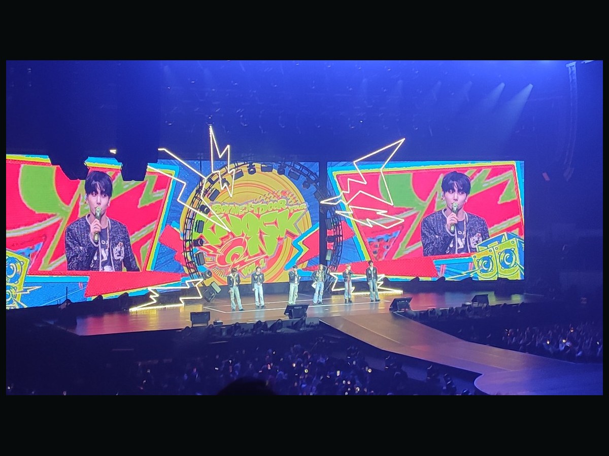 BOYNEXTDOOR performing on the Knock On Vol.1 tour stage in Manila on 22 March 2025.