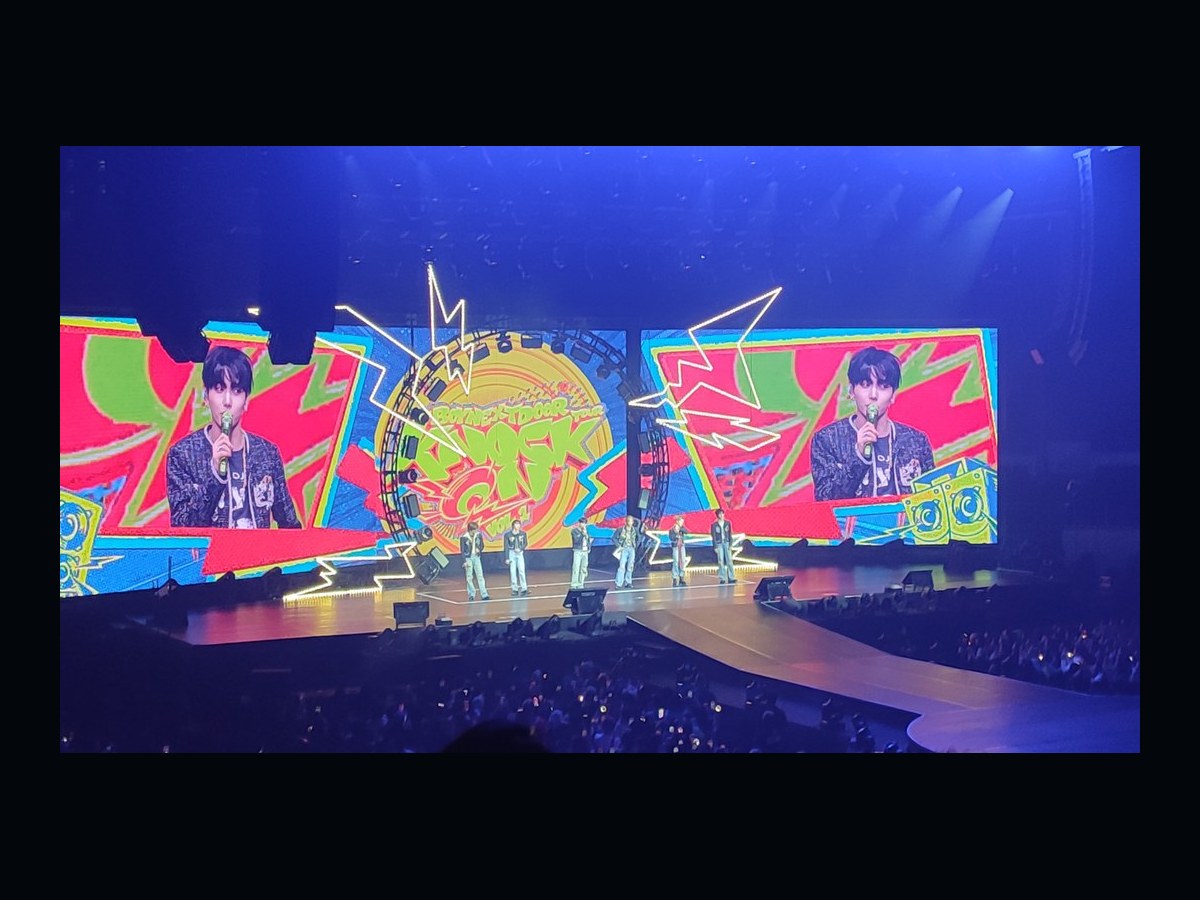 BOYNEXTDOOR performing on the Knock On Vol.1 tour stage in Manila on 22 March 2025.
